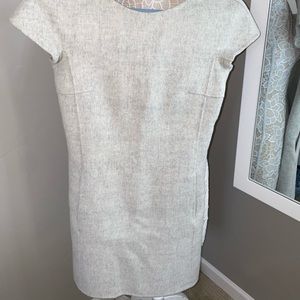 THEORY || light gray wool shift dress short sleeve